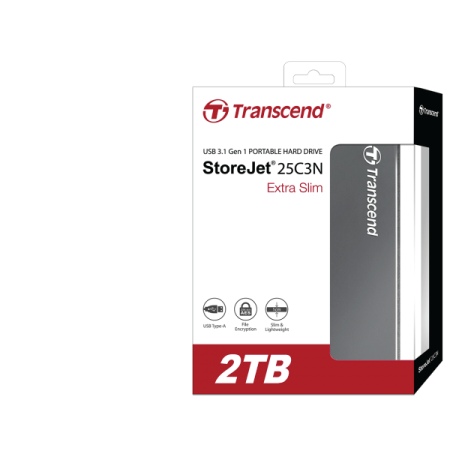Transcend 2TB StoreJet 25C3N Portable Hard Disk Drive (HDD) Iron Gray